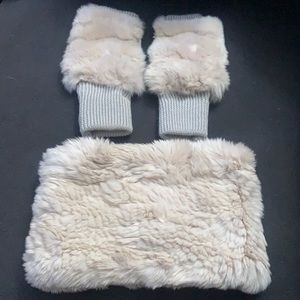Jocelyn Rabbit Fur Gloves and Cowl